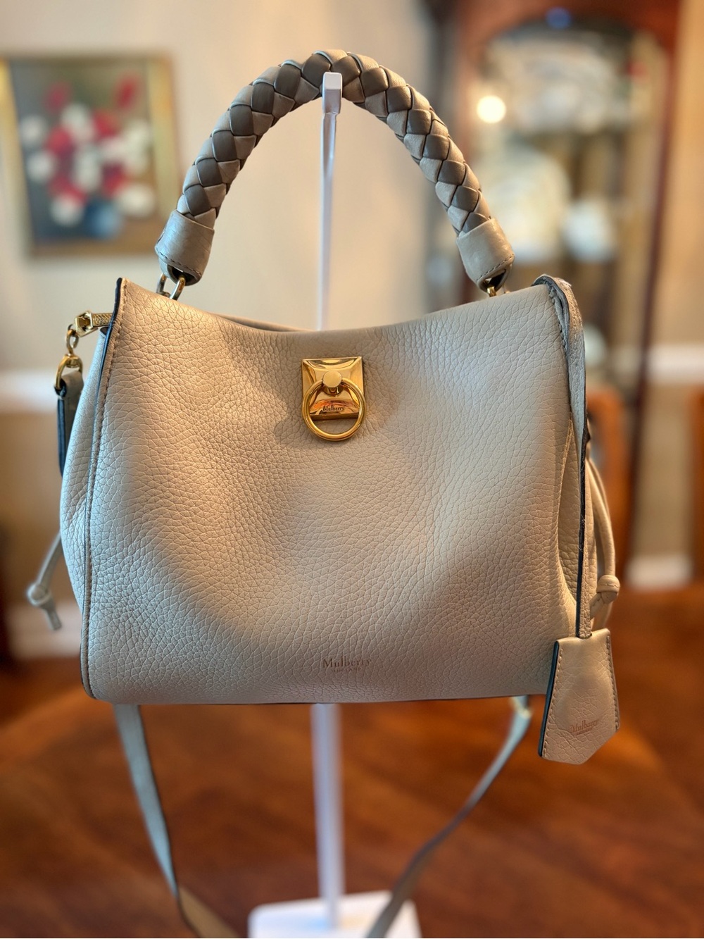 Beautiful Mulberry Small Iris Satchel in Soft Cream with Tan -Trim Handle - Picture 4 of 15